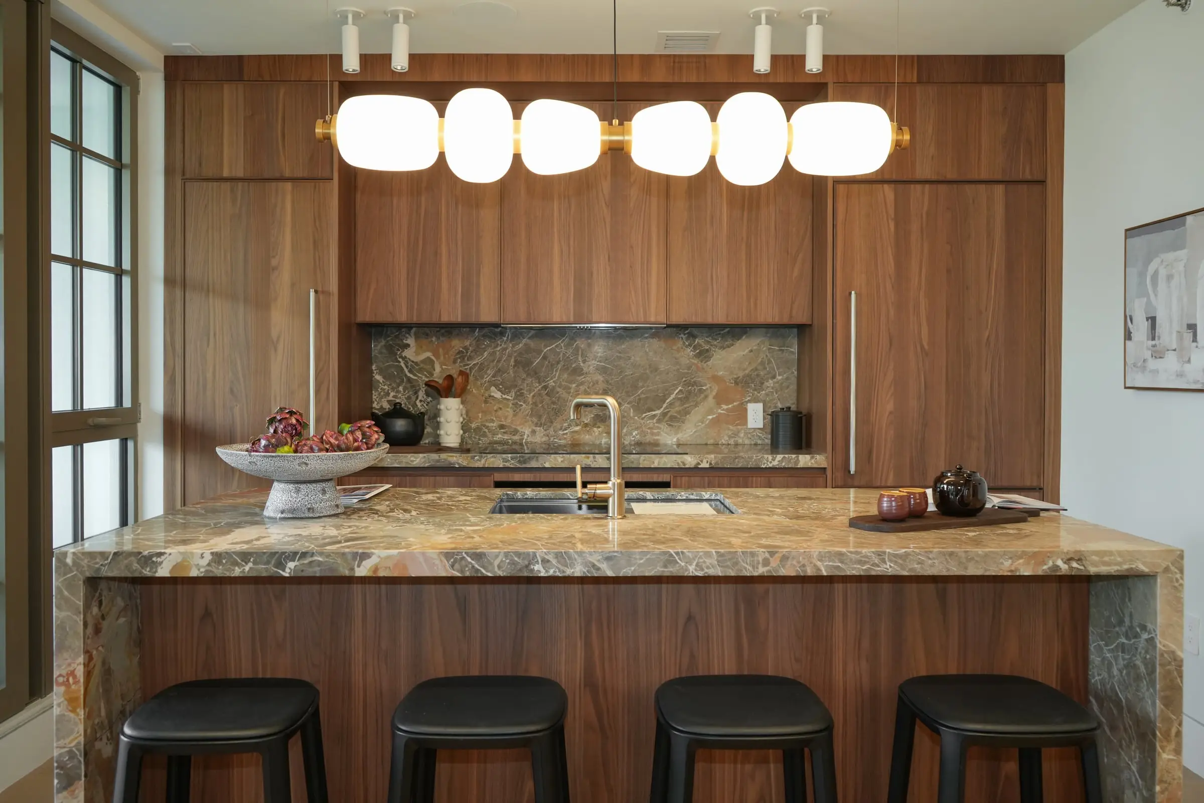 Greenpoint Condos, modern shaker cabinetry in Walnut kitchen, photo 1