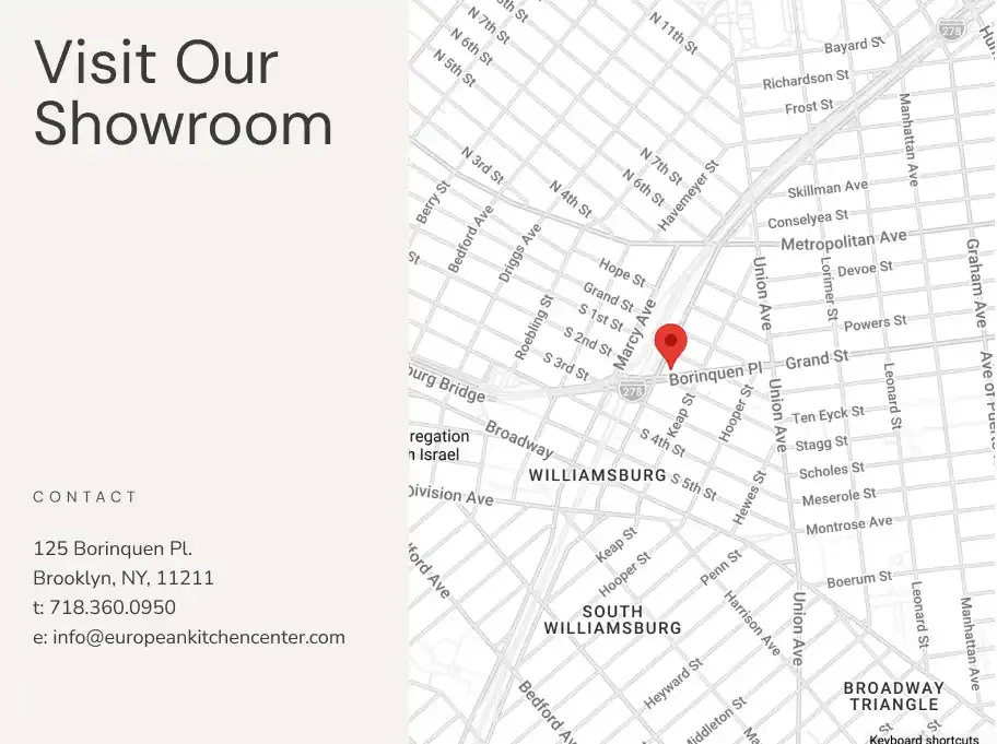 Map of the European Kitchen Center showroom in Williamsburg, Brooklyn